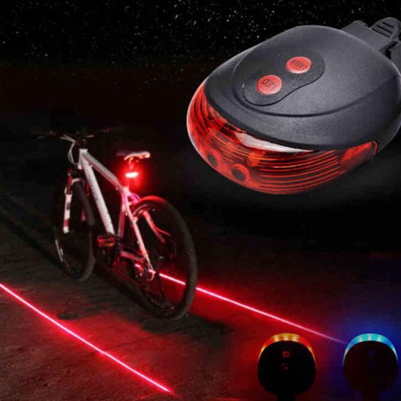 Luz Trasera Laser Roja Bicicleta MTB con Doble Posicion Laser Suelo Seguridad 
